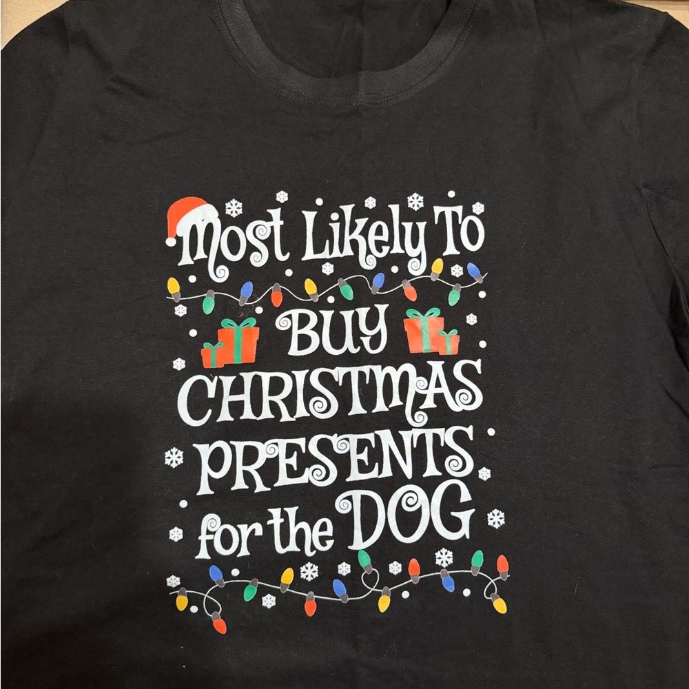 Source Unknown Black Christmas Dog Tee